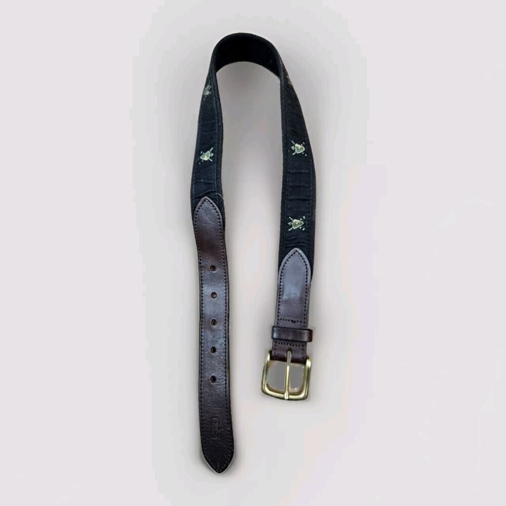 Vineyard Vines Belt Size 26 Leather Canvas Blue Golf Logo Preppy